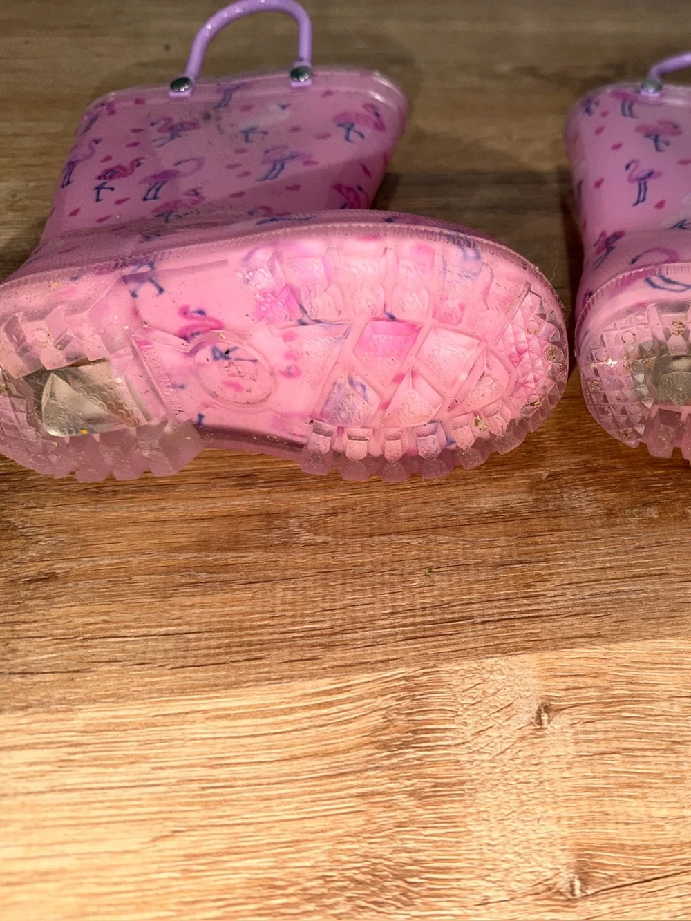 Pink Flamingo Kids Light-Up Rain Boots